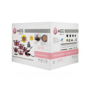 سرویس قابلمه 2+15 پارچه گرانیتی برند MGS طرح کره‌ای ماربل C بادمجانی